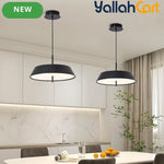 Modern Black LED Pendant Light - 36W, 3-Tier Dimmable Color Temperature 3000K/4000K/6000K, Remote Control, Adjustable Height, 40cm Round Dome Ceiling Light, Semi Flush Mount Fixture for Dining Room, Kitchen Island, Hall & Study