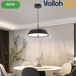 Modern Black LED Pendant Light - 36W, 3-Tier Dimmable Color Temperature 3000K/4000K/6000K, Remote Control, Adjustable Height, 40cm Round Dome Ceiling Light, Semi Flush Mount Fixture for Dining Room, Kitchen Island, Hall & Study