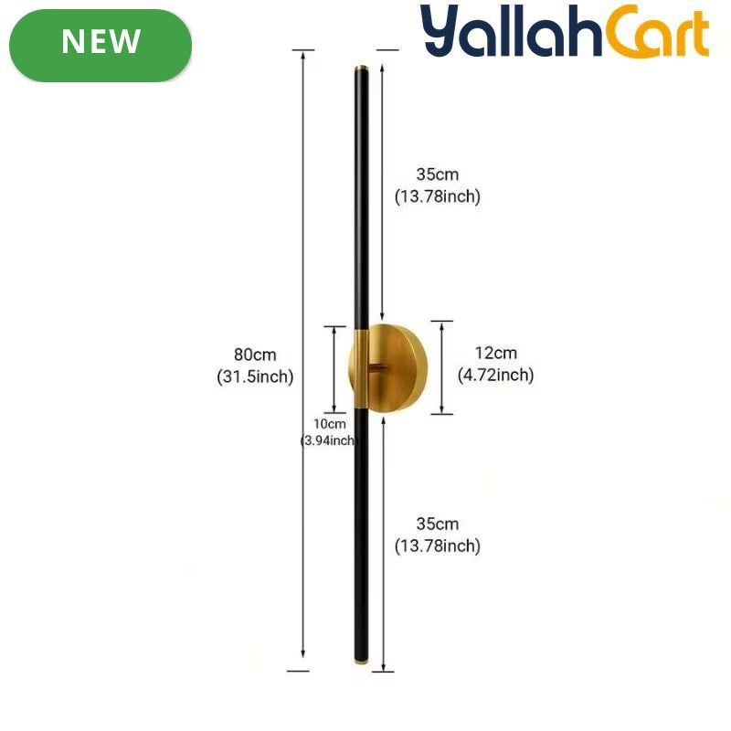 1pc 80cm USB-C Rechargeable LED Wall Lamp - Black & Gold, Remote Control, Dimmable 3-Color Lighting, Timer Function, Power Button, Wall-Mountable & Magnetic, Modern Sconce for Bedroom, Office, Living Room & Bathroom