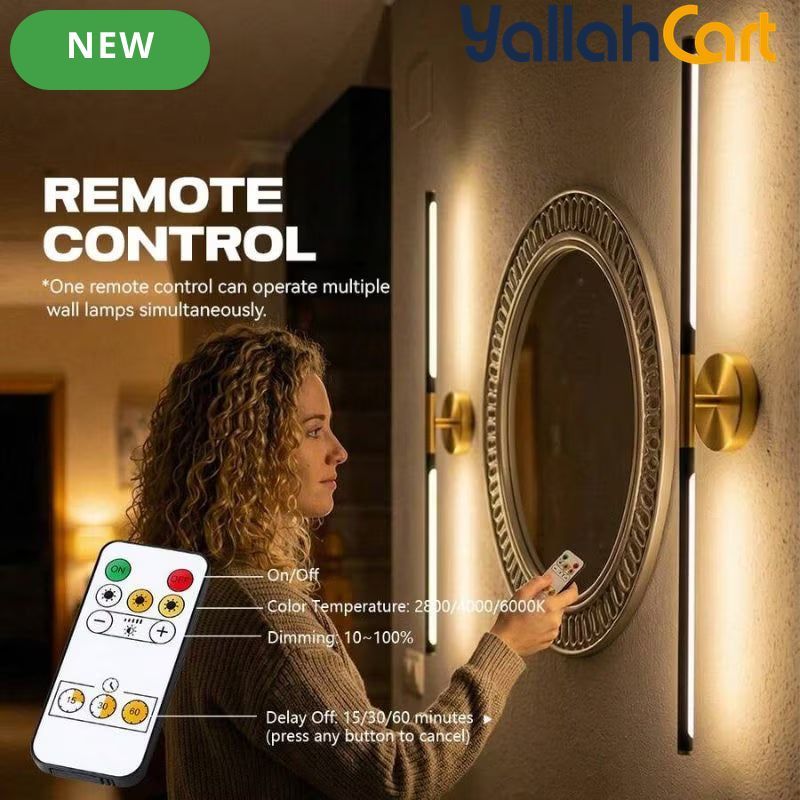 1pc 80cm USB-C Rechargeable LED Wall Lamp - Black & Gold, Remote Control, Dimmable 3-Color Lighting, Timer Function, Power Button, Wall-Mountable & Magnetic, Modern Sconce for Bedroom, Office, Living Room & Bathroom