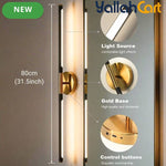 1pc 80cm USB-C Rechargeable LED Wall Lamp - Black & Gold, Remote Control, Dimmable 3-Color Lighting, Timer Function, Power Button, Wall-Mountable & Magnetic, Modern Sconce for Bedroom, Office, Living Room & Bathroom