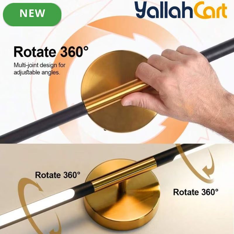 1pc 80cm USB-C Rechargeable LED Wall Lamp - Black & Gold, Remote Control, Dimmable 3-Color Lighting, Timer Function, Power Button, Wall-Mountable & Magnetic, Modern Sconce for Bedroom, Office, Living Room & Bathroom