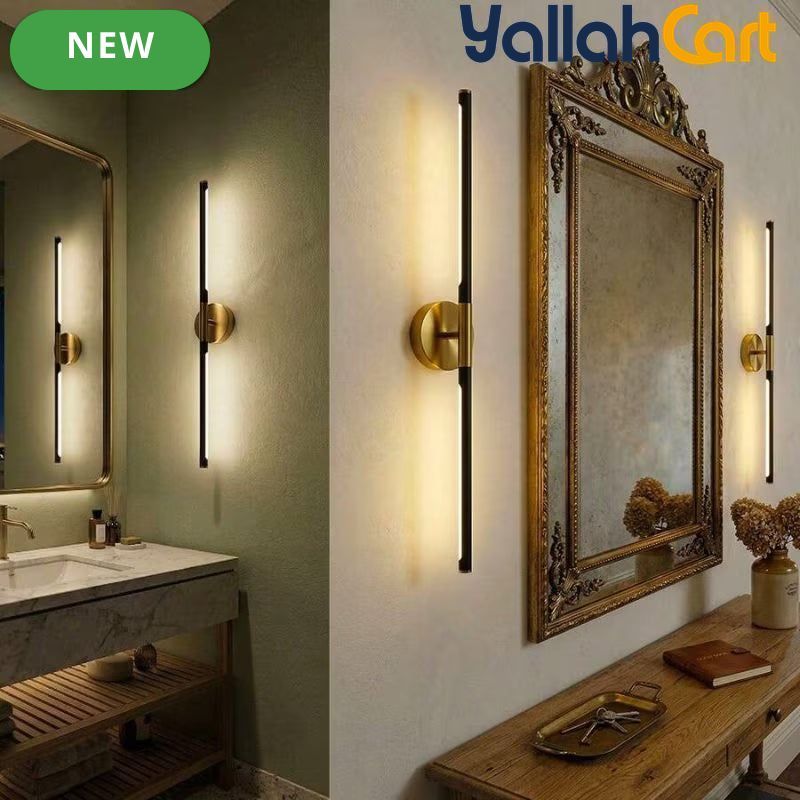 1pc 80cm USB-C Rechargeable LED Wall Lamp - Black & Gold, Remote Control, Dimmable 3-Color Lighting, Timer Function, Power Button, Wall-Mountable & Magnetic, Modern Sconce for Bedroom, Office, Living Room & Bathroom