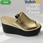 Ladies’ Open-Toe Wedge Mule Sandals – Elevated Block Heel Party Shoes