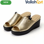 Ladies’ Open-Toe Wedge Mule Sandals – Elevated Block Heel Party Shoes