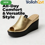 Ladies’ Open-Toe Wedge Mule Sandals – Elevated Block Heel Party Shoes
