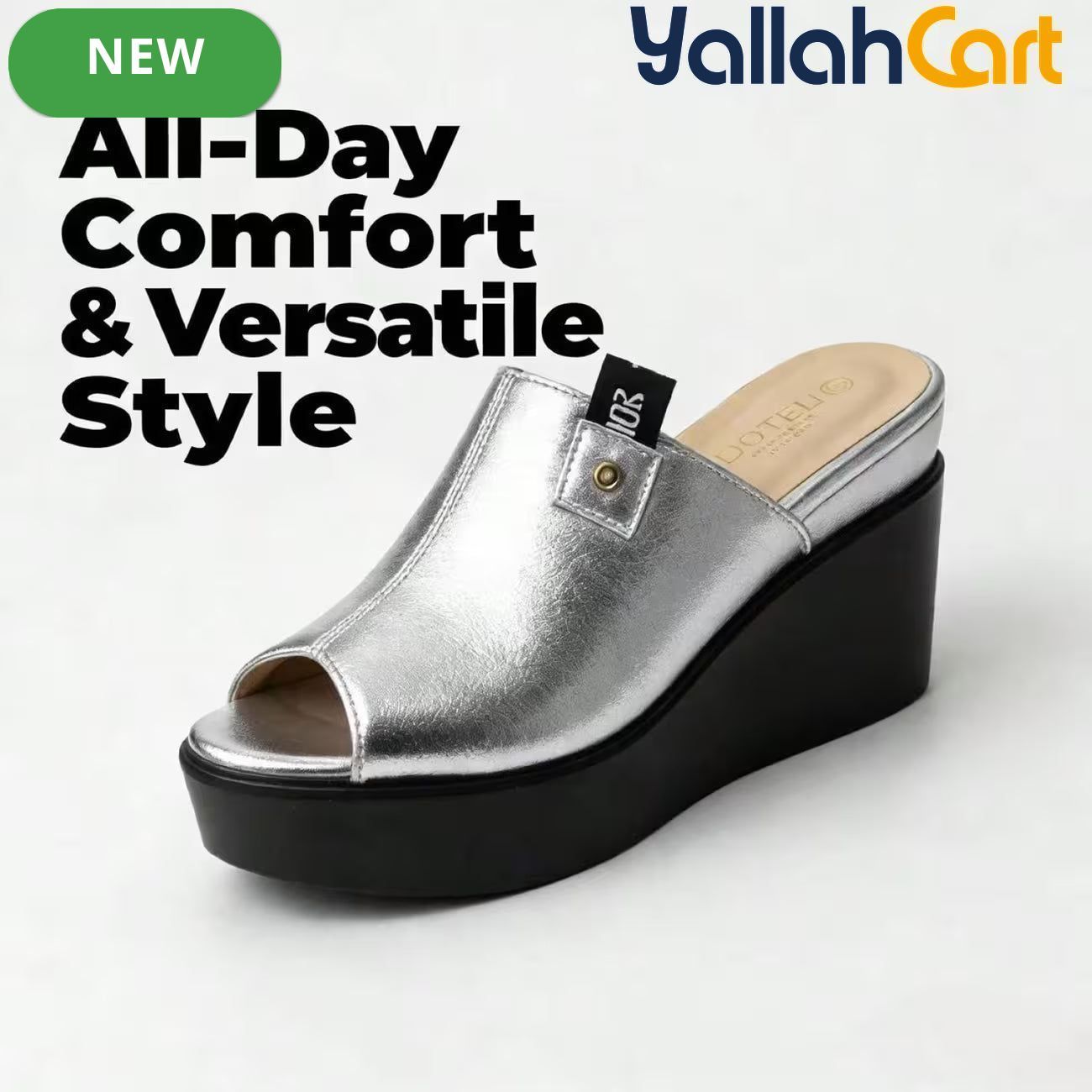 Ladies’ Open-Toe Wedge Mule Sandals – Elevated Block Heel Party Shoes