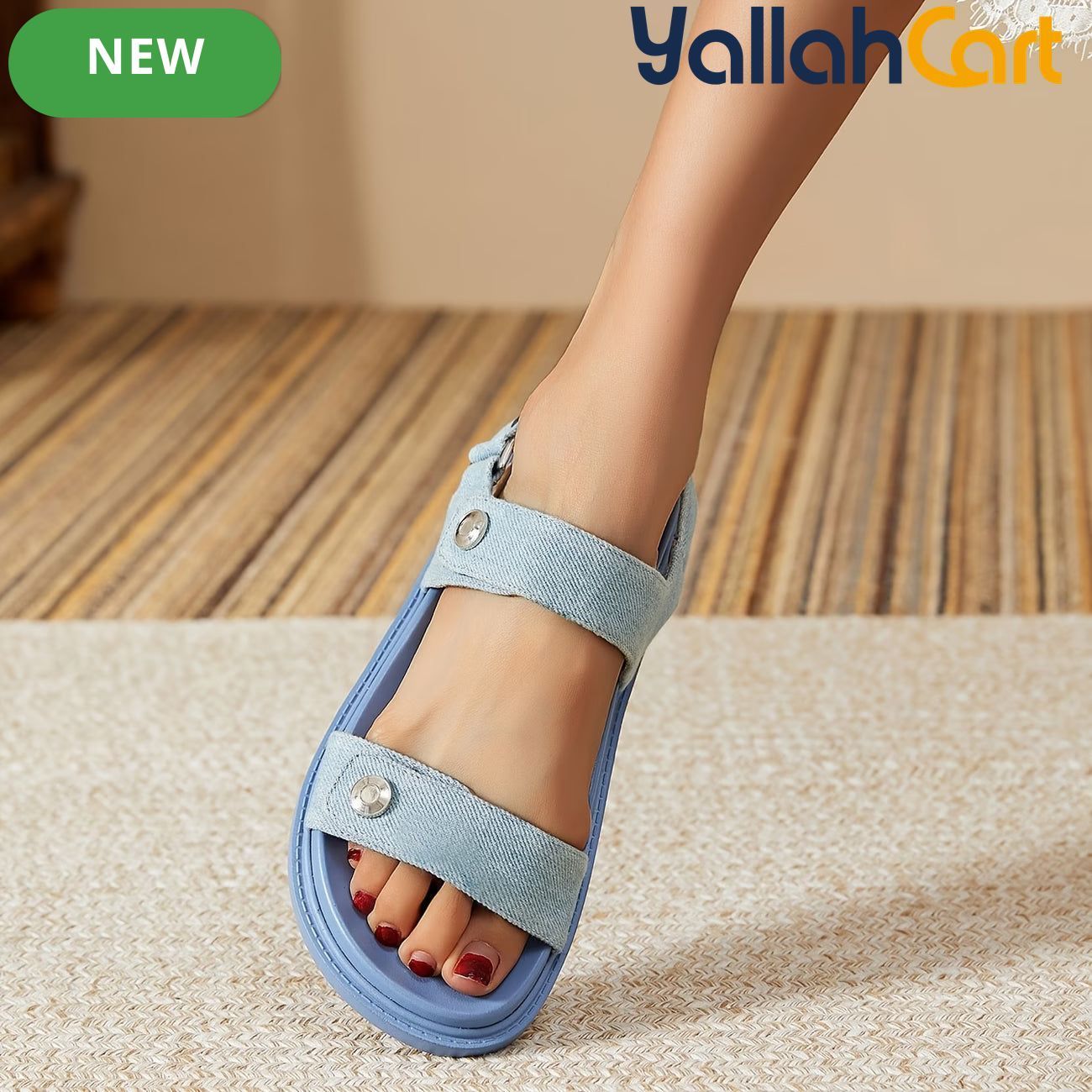 Women’s Open-Toe Single-Strap Sandals – Thick-Sole Roman-Inspired Beach Shoes