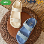 Women’s Open-Toe Single-Strap Sandals – Thick-Sole Roman-Inspired Beach Shoes