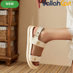 Women’s Open-Toe Single-Strap Sandals – Thick-Sole Roman-Inspired Beach Shoes