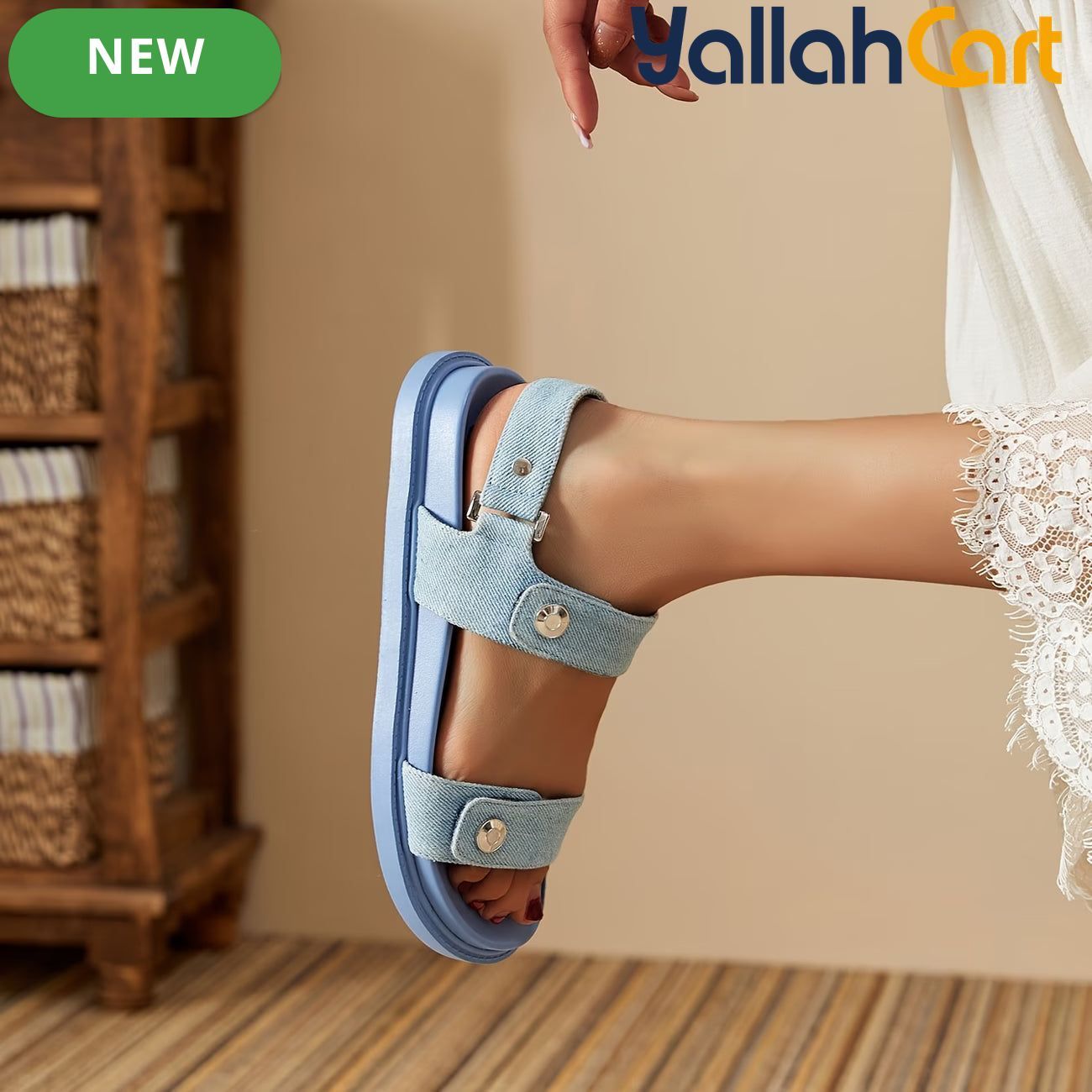Women’s Open-Toe Single-Strap Sandals – Thick-Sole Roman-Inspired Beach Shoes