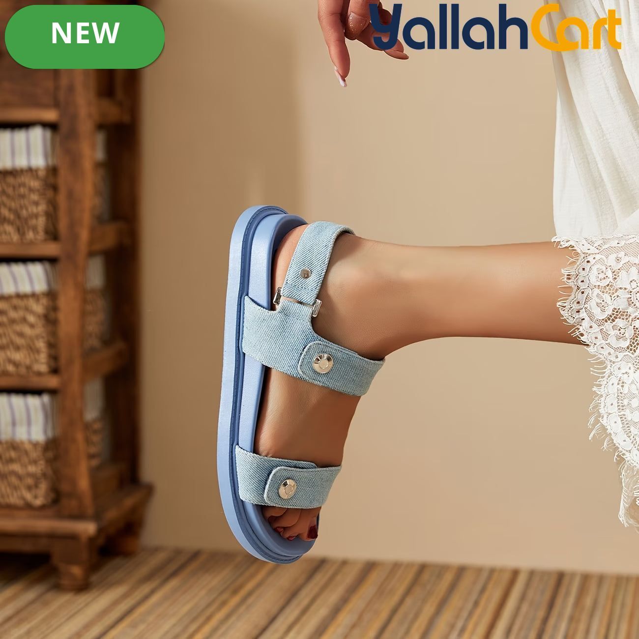 Women’s Open-Toe Single-Strap Sandals – Thick-Sole Roman-Inspired Beach Shoes
