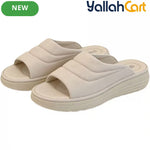 Women’s Quilted Platform Slide Sandals – Cushioned Strap Open-Toe Wedge Shoes