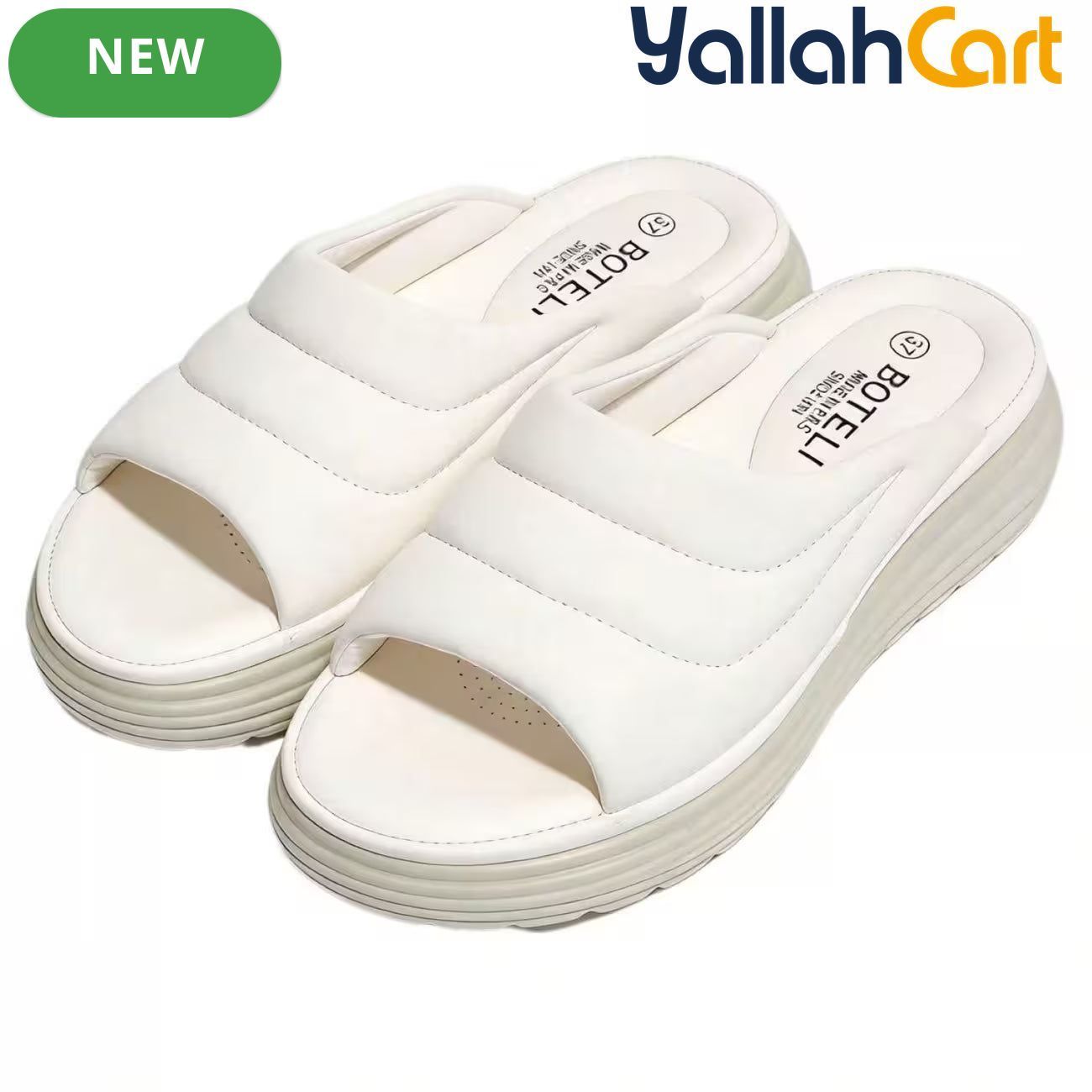 Women’s Quilted Platform Slide Sandals – Cushioned Strap Open-Toe Wedge Shoes