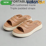 Women’s Quilted Platform Slide Sandals – Cushioned Strap Open-Toe Wedge Shoes