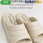 Women’s Quilted Platform Slide Sandals – Cushioned Strap Open-Toe Wedge Shoes