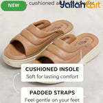 Women’s Quilted Platform Slide Sandals – Cushioned Strap Open-Toe Wedge Shoes
