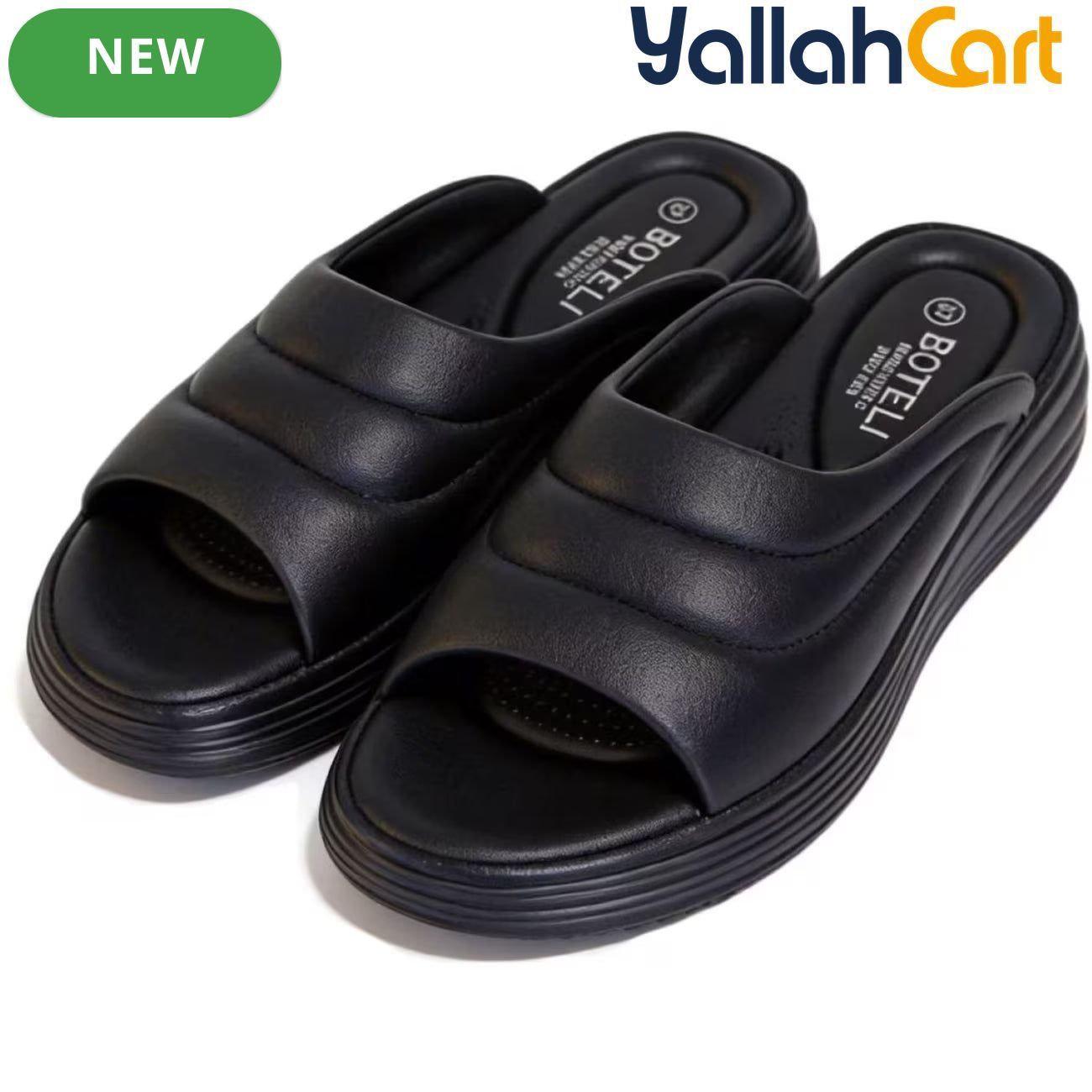 Women’s Quilted Platform Slide Sandals – Cushioned Strap Open-Toe Wedge Shoes
