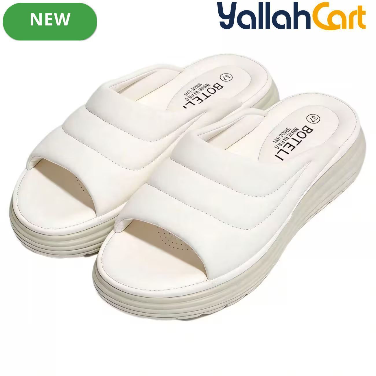 Women’s Quilted Platform Slide Sandals – Cushioned Strap Open-Toe Wedge Shoes