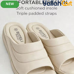 Women’s Quilted Platform Slide Sandals – Cushioned Strap Open-Toe Wedge Shoes