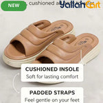 Women’s Quilted Platform Slide Sandals – Cushioned Strap Open-Toe Wedge Shoes