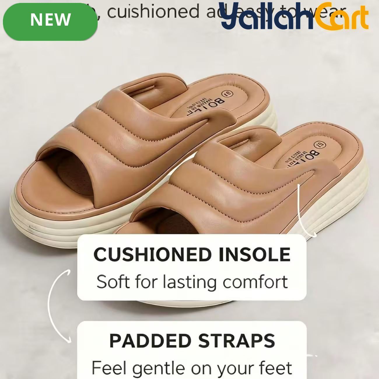 Women’s Quilted Platform Slide Sandals – Cushioned Strap Open-Toe Wedge Shoes