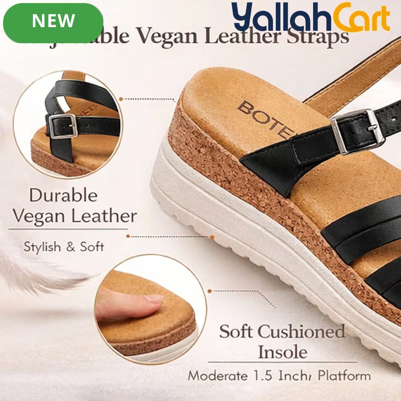 Women’s PU Wedge Sandals – Cross-Strap Adjustable Ankle Shoes with Cork Midsole