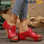 Women’s Red Retro Platform Sandals – Chunky Platform Heel with Mary Jane Strap