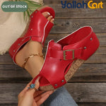 Women’s Red Retro Platform Sandals – Chunky Platform Heel with Mary Jane Strap