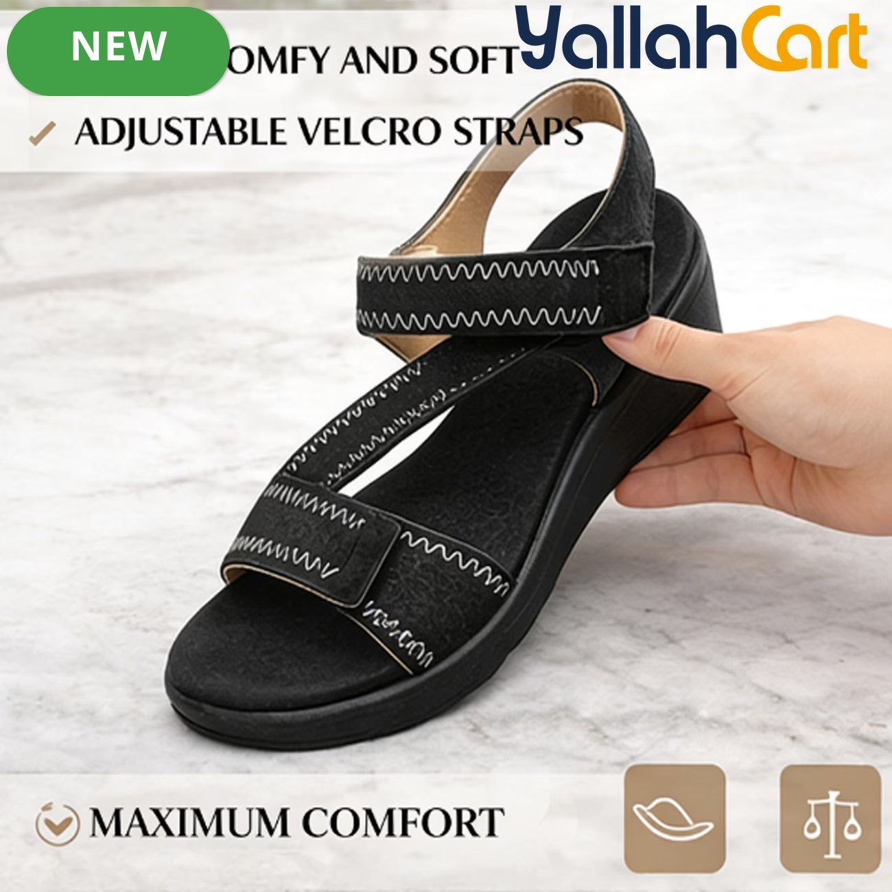 Women’s Adjustable Strap Wedge Sandals – Open-Toe Thick Platform Summer Shoes