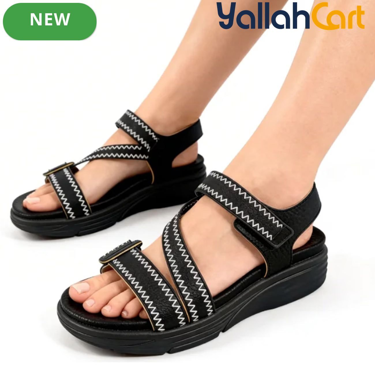 Women’s Adjustable Strap Wedge Sandals – Open-Toe Thick Platform Summer Shoes
