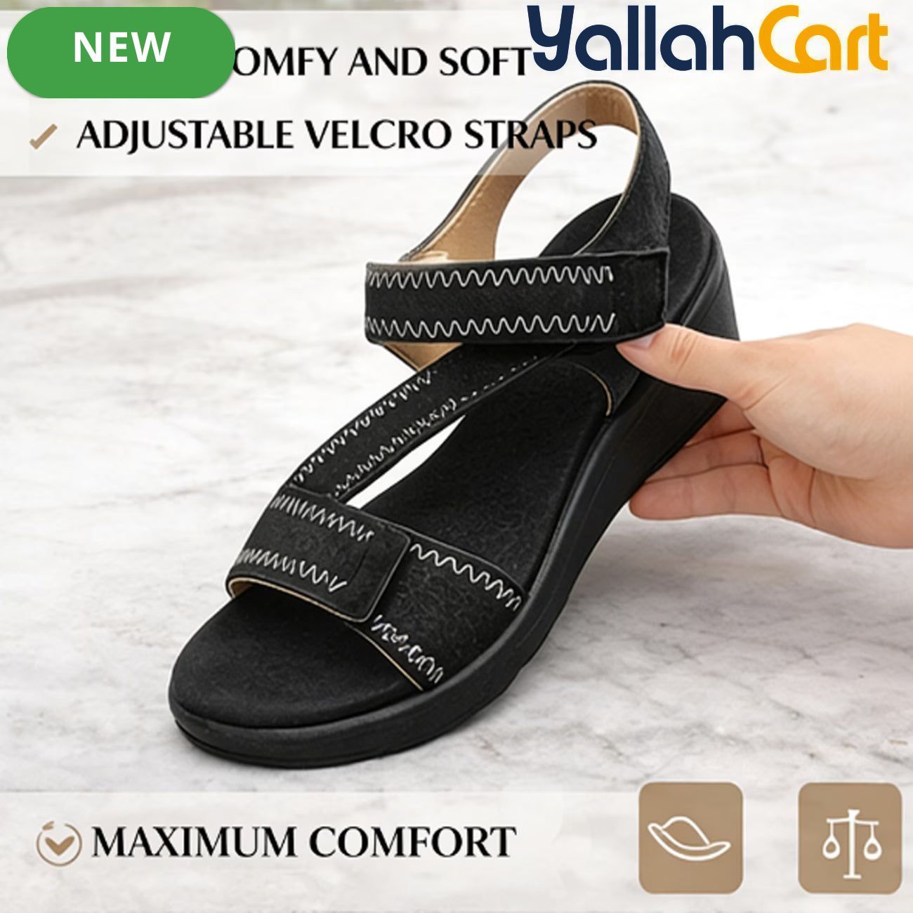 Women’s Adjustable Strap Wedge Sandals – Open-Toe Thick Platform Summer Shoes
