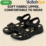 Women’s Floral Wedge Sandals – Open-Toe Ankle-Strap Summer Shoes
