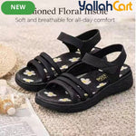 Women’s Floral Wedge Sandals – Open-Toe Ankle-Strap Summer Shoes