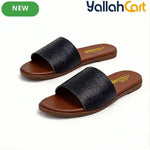 Women’s Square-Toe Geometric Flip Flop Sandals – Cushioned Flat Summer Slides