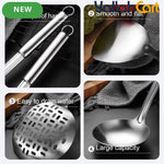 4-Piece Stainless Steel Kitchen Utensil Set – Wok Spatula, Ladle & Slotted Spoons