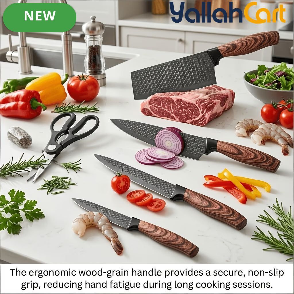 6-Piece Kitchen Knife Set with Stand & Scissors – Sharp Food Prep Cooking Tools