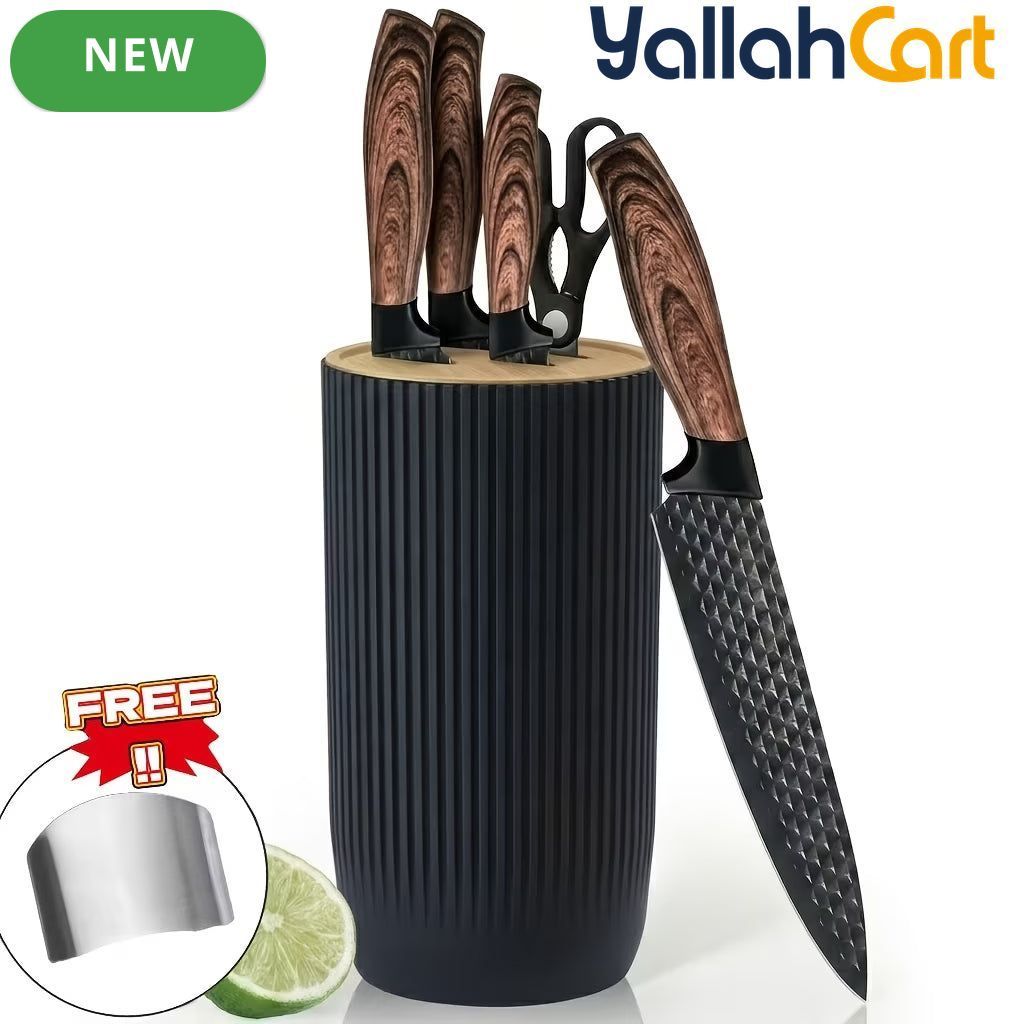 6-Piece Kitchen Knife Set with Stand & Scissors – Sharp Food Prep Cooking Tools