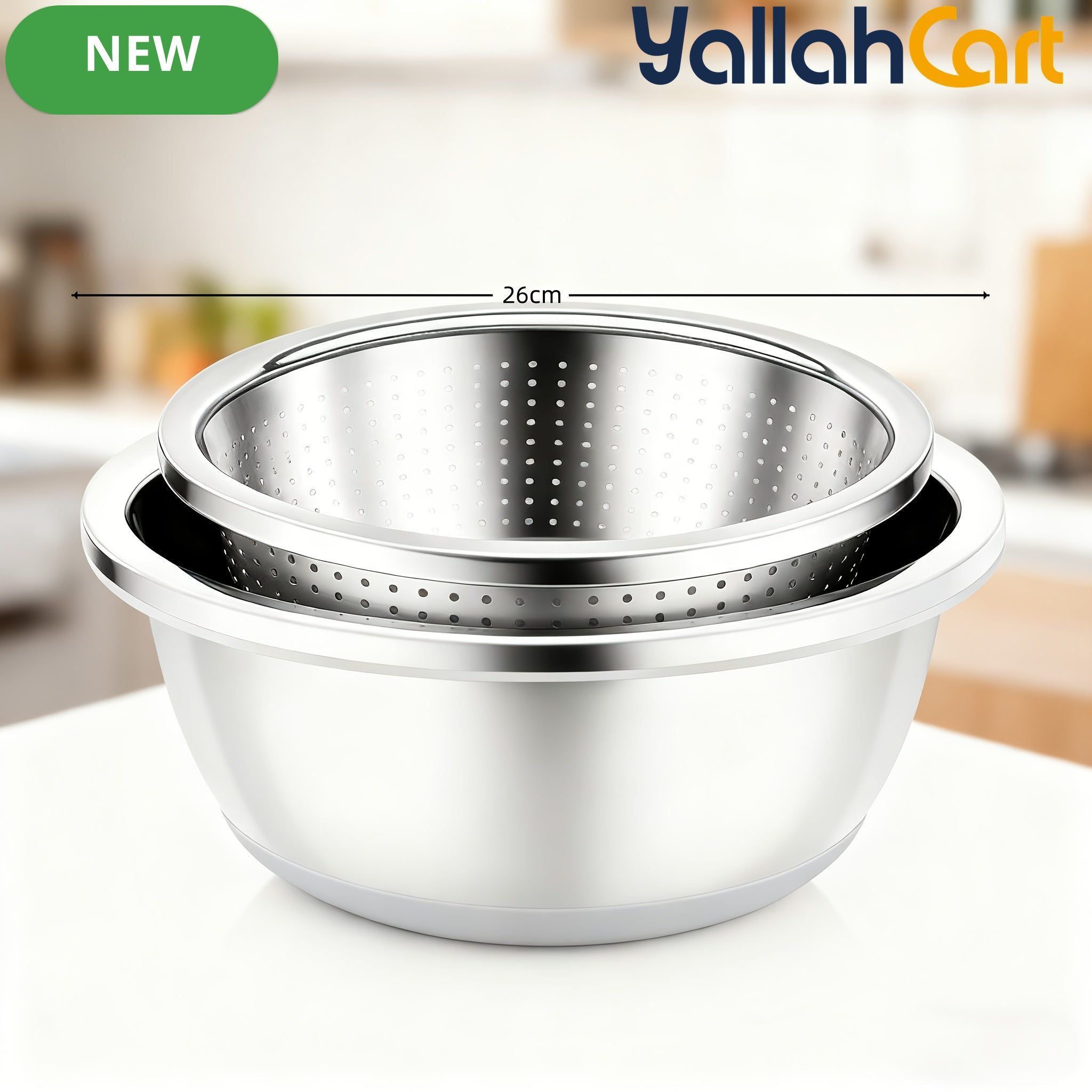 2-Piece Kitchen Colander Set – Draining Baskets & Mesh Sieves for Fruits and Vegetables